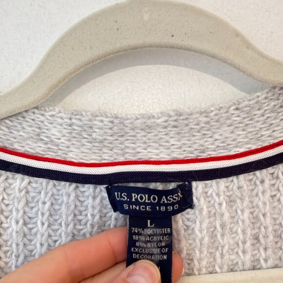 U.S. Polo Assn. Shaker Cardigan Sweater heathered gray Size L - Picture 3 of 7